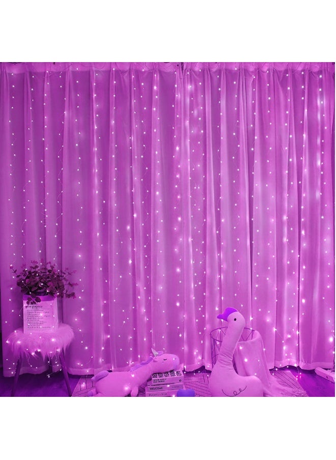 Remote Control Timing USB Copper Wire Light LED Curtain Light 63m 600 Lights (Hook Type) 6m Long and 20 3m Light Lines (Pink Light)