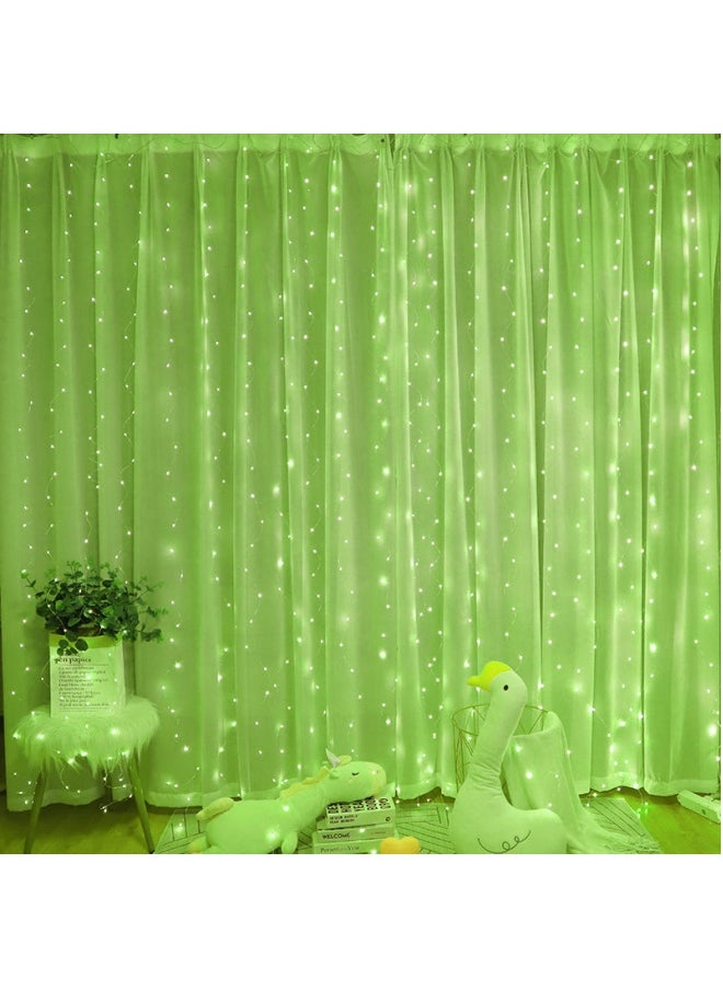 Remote Control Timing USB Copper Wire Light LED Curtain Light 63m 600 Lights (Hook Type) 6m Long and 20 3m Light Lines (Green Light)