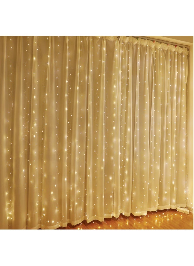 Remote Control Timing USB Copper Wire Light LED Curtain Light 33 Meters 300 Lights (Hook Type) 3 Meters Long Drooping 10 3-Meter Light Lines (Warm Light)