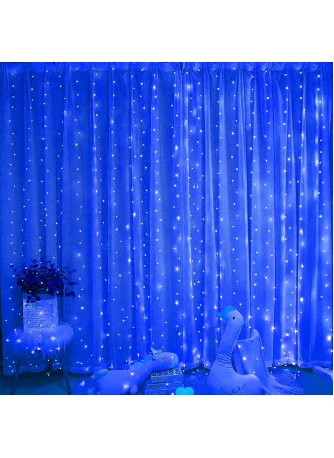 Remote Control Timing USB Copper Wire Light LED Curtain Light 33 Meters 300 Lights (Hook Type) 3 Meters Long Drooping 10 3-Meter Light Lines (Blue Light)