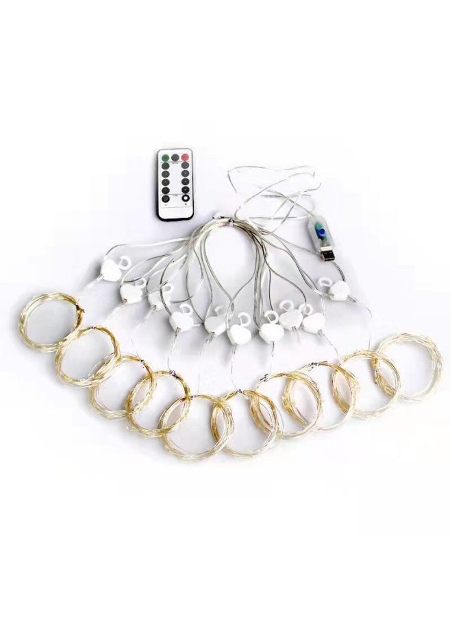 Remote Control Timing USB Copper Wire Light LED Curtain Light 33 Meters 300 Lights (Hook Type) 3 Meters Long Drooping 10 3-Meter Light Lines (White Light)