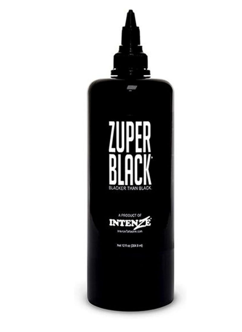 ZUPER Black Tattoo Ink by INTENZE 12 oz Sterilized with Certification and 100% Vegan. Original and Direct from Manufacturer