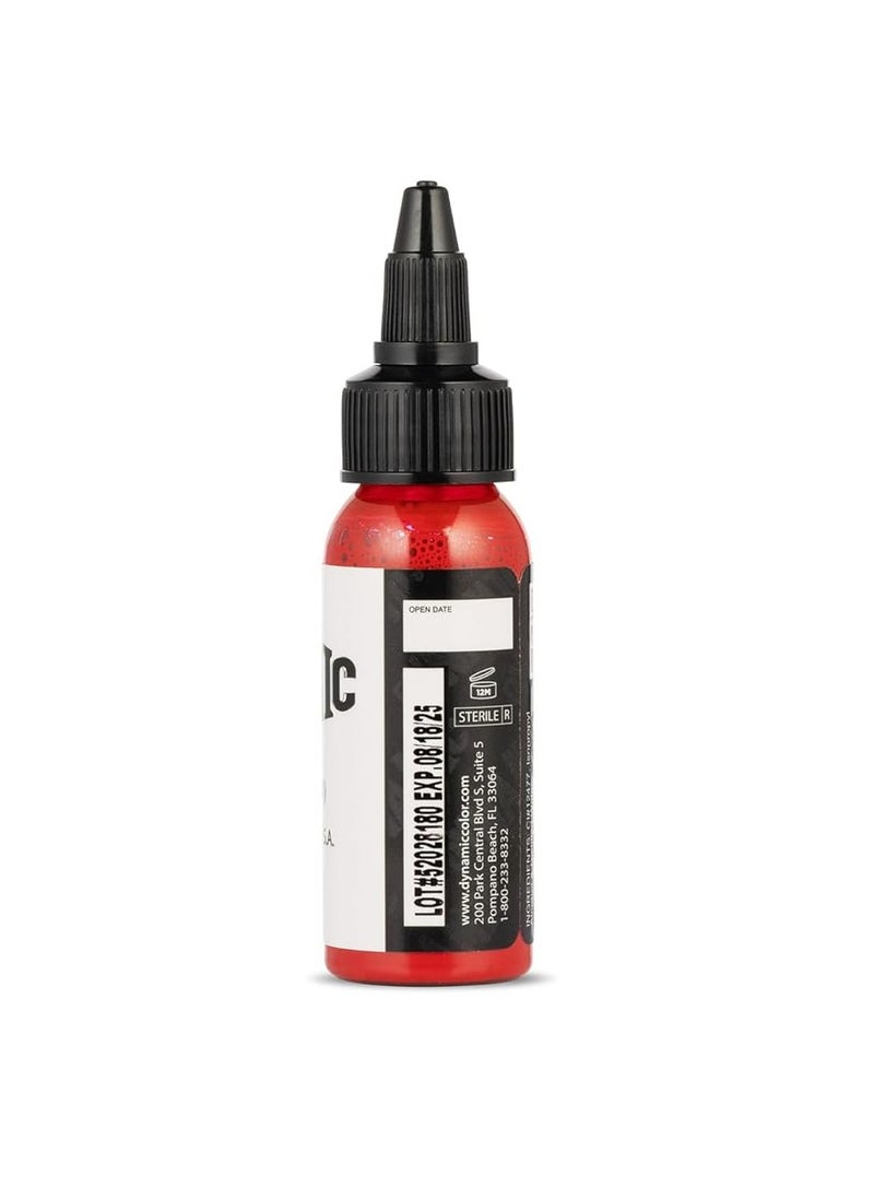 Dynamic Color Co- Fire Red Tattoo Ink, Made in USA, Sterilized, Vibrant, Vegan, Since 1990, (1oz Bottle)