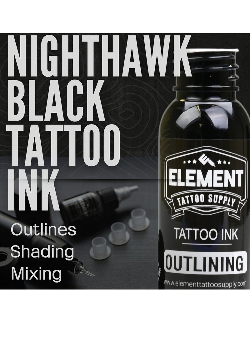 Black Tattoo Ink Tatoo Outline Shading Lining Mixing Ink & Blending Solid Liner Tattooing Ink Permanent Nighthawk Blak Ink Tattoo Professional & Beginner Pigment