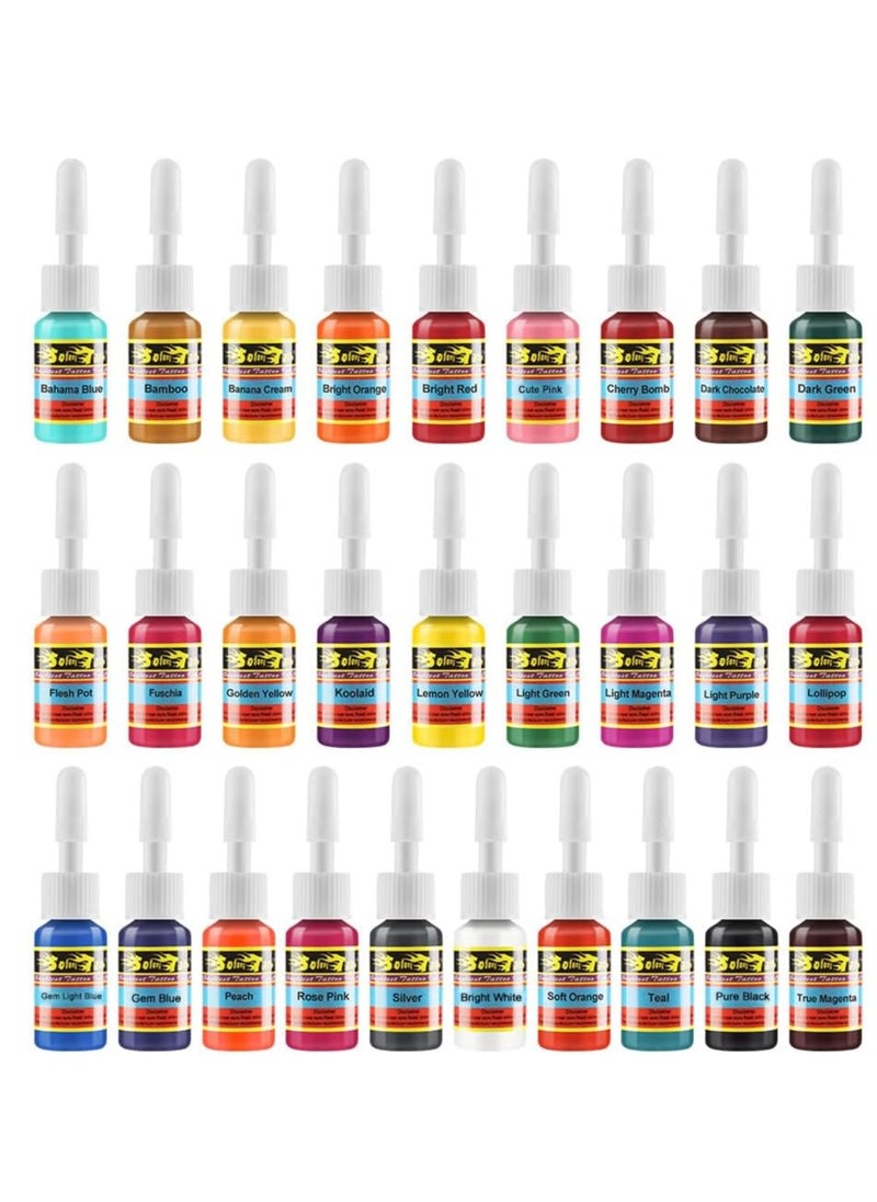 Solong Tattoo Ink Set 28 Colors Pigment Kit 1/6oz (5ml) Tattoo Supply Ink for Tattoo Kit TI1001-5-28