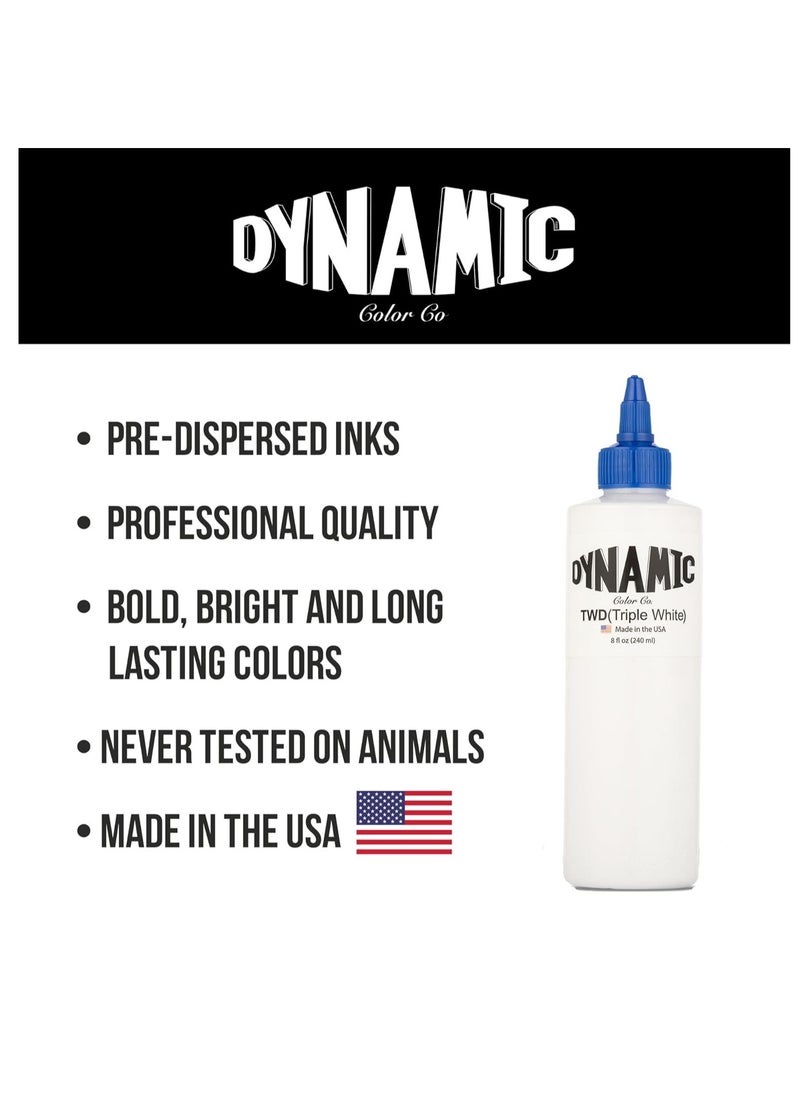 Dynamic Color Co- Triple White Tattoo Ink, Sterilized, Made in USA, 8 oz Bottle