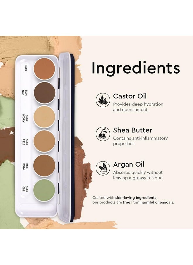 C2P Pro Foundation For Face Makeup, Ultra Hd 6 In 1 Camouflage Concealer Corrector Palette | Waterproof, Long Lasting & Medium Coverage For Dry Skin | Supraemeshield Must Have Makeup Palette - 21G