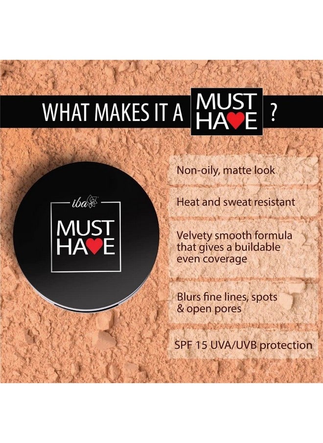 Must Have Velvet Matte Pressed Compact Powder-Medium Beige, 9G, High Coverage L Ultra Blendable Face Makeup, Spf 15, Oil Free Fresh Finish Look, Halal Certified & Vegan Makeup - All