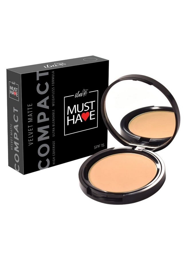 Must Have Velvet Matte Pressed Compact Powder-Medium Beige, 9G, High Coverage L Ultra Blendable Face Makeup, Spf 15, Oil Free Fresh Finish Look, Halal Certified & Vegan Makeup - All