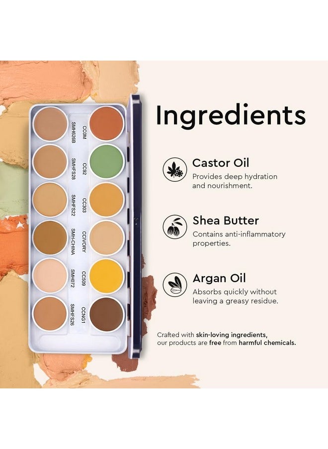 C2P Pro Foundation For Face Makeup, Ultra Hd 12 In 1 Camouflage Concealer Corrector Palette | Waterproof, Long Lasting & Medium Coverage For Dry Skin | Supraemeshield Must Have Makeup Palette - 42G