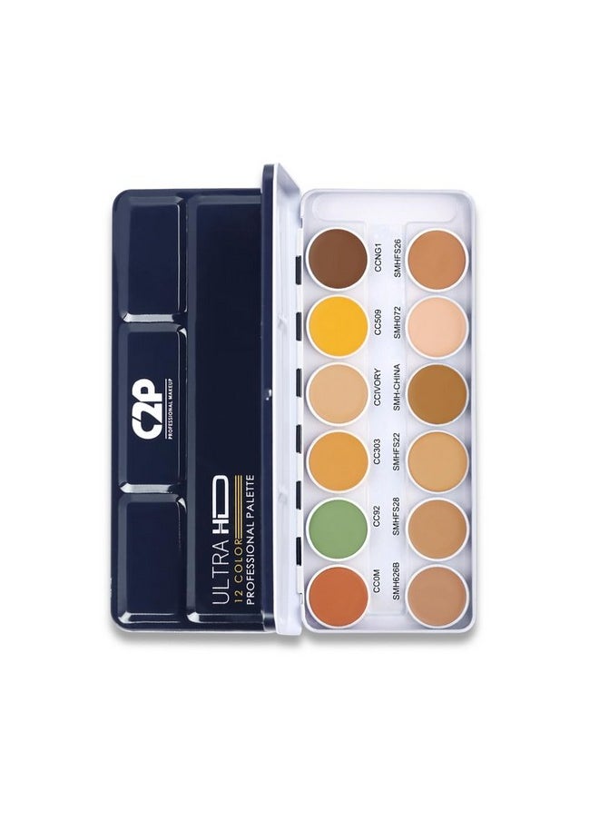 C2P Pro Foundation For Face Makeup, Ultra Hd 12 In 1 Camouflage Concealer Corrector Palette | Waterproof, Long Lasting & Medium Coverage For Dry Skin | Supraemeshield Must Have Makeup Palette - 42G