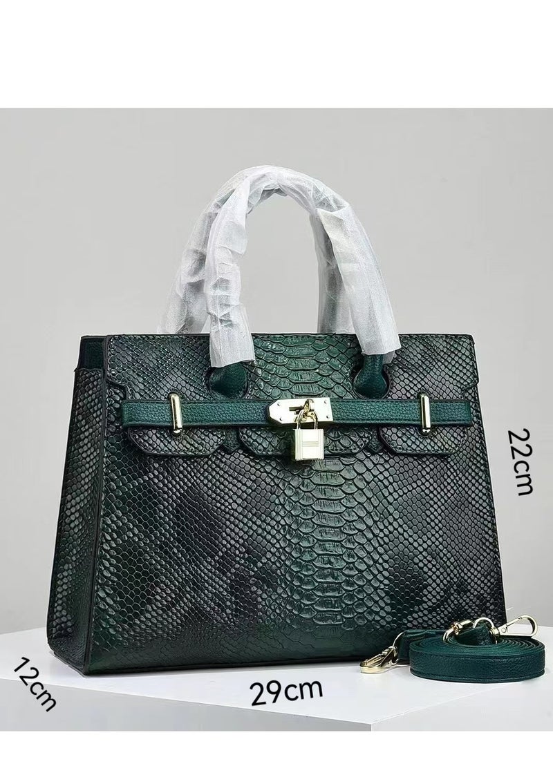 Women's Lizard Skin Pattern Tote Bags, Satchels Purses,Crossbody Bag - Green