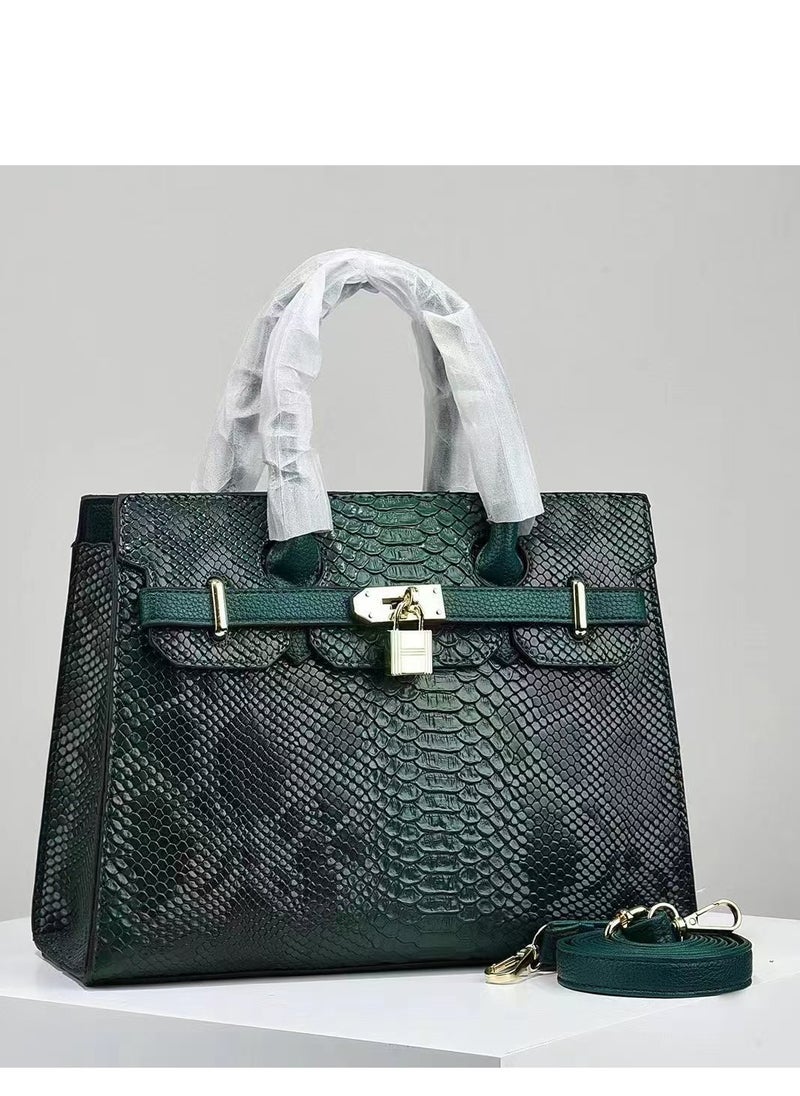 Women's Lizard Skin Pattern Tote Bags, Satchels Purses,Crossbody Bag - Green