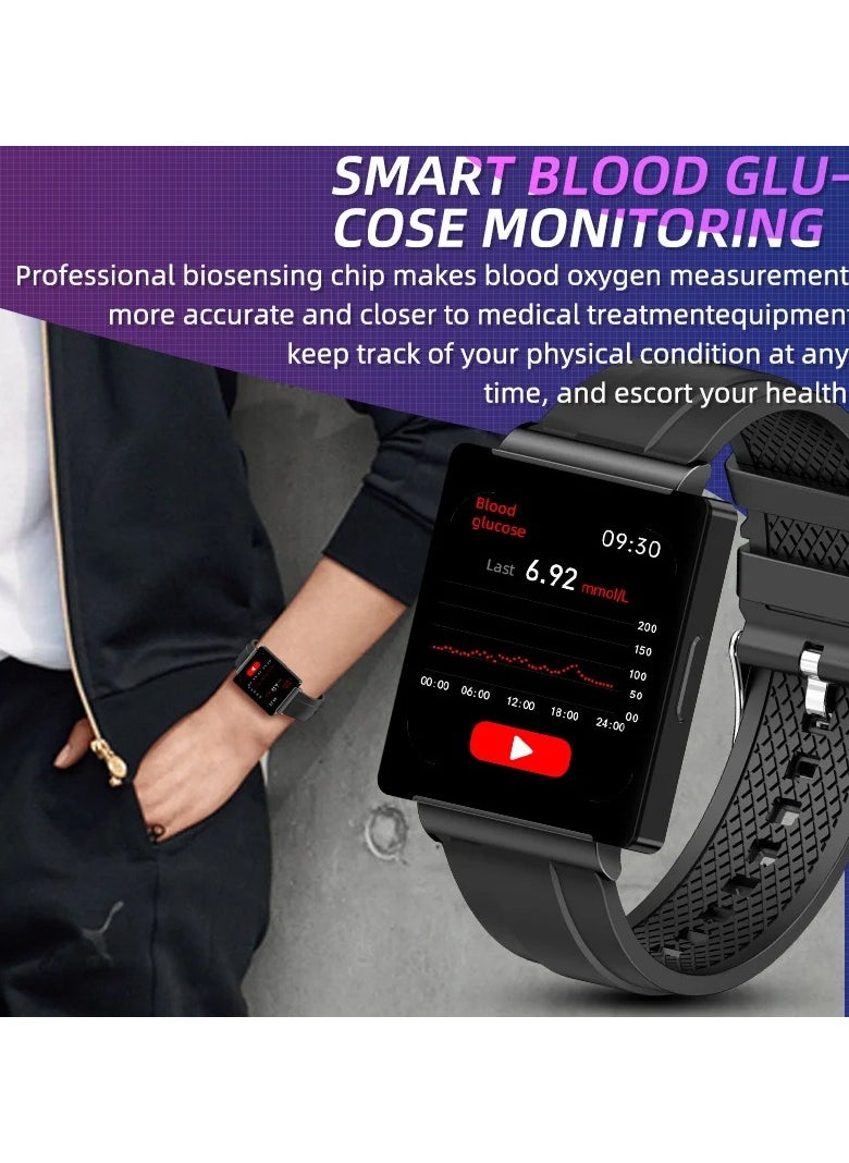 NFC Bluetooth Sports Watch Bracelet with Health Monitoring for Blood Sugar Blood Pressure Heart Rate Sleep and Body Temperature