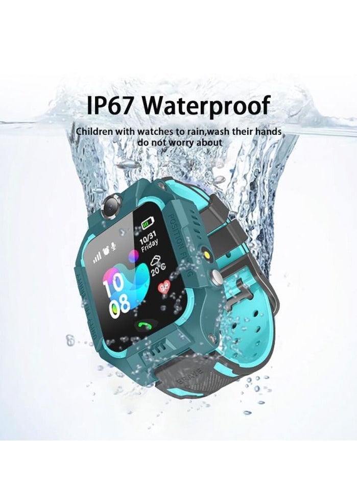 E06 Waterproof Kids Smartwatch – Blue Edition | LBS Tracker, SOS, Camera, Games, and Music – Perfect Gift for Boys and Girls (Ages 3-12)