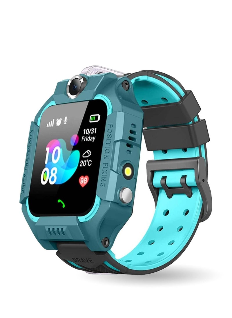 E06 Waterproof Kids Smartwatch – Blue Edition | LBS Tracker, SOS, Camera, Games, and Music – Perfect Gift for Boys and Girls (Ages 3-12)