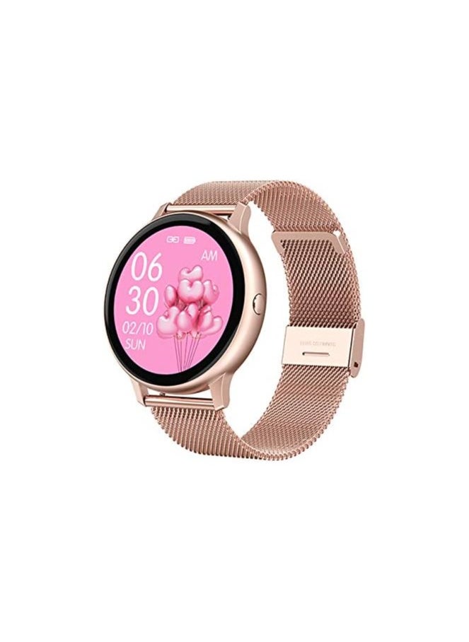 Fully Touch Smart Watch Women's Waterproof Brages EC G Heart Rate Monitor Sleep Monitoring Smart Watch Men iOS Android,Benrenshangmao (Color : Mesh Rosegold)