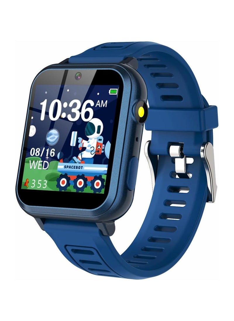 Smart Watch for Kids with HD Touchscreen, Metal Case - 16 Games | Camera | Music | Alarm | Pedometer | Calculator | Torch | Recorder for 4-12 Years Boys Birthday Gifts (Blue)