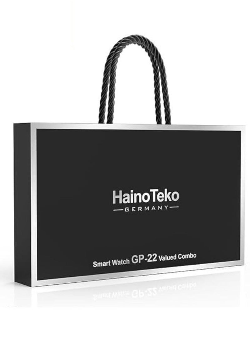 Haino Teko GP 22 Smart Watch Gift Box with Sunglasses, Belt and Neckband for Men and Boys_Black