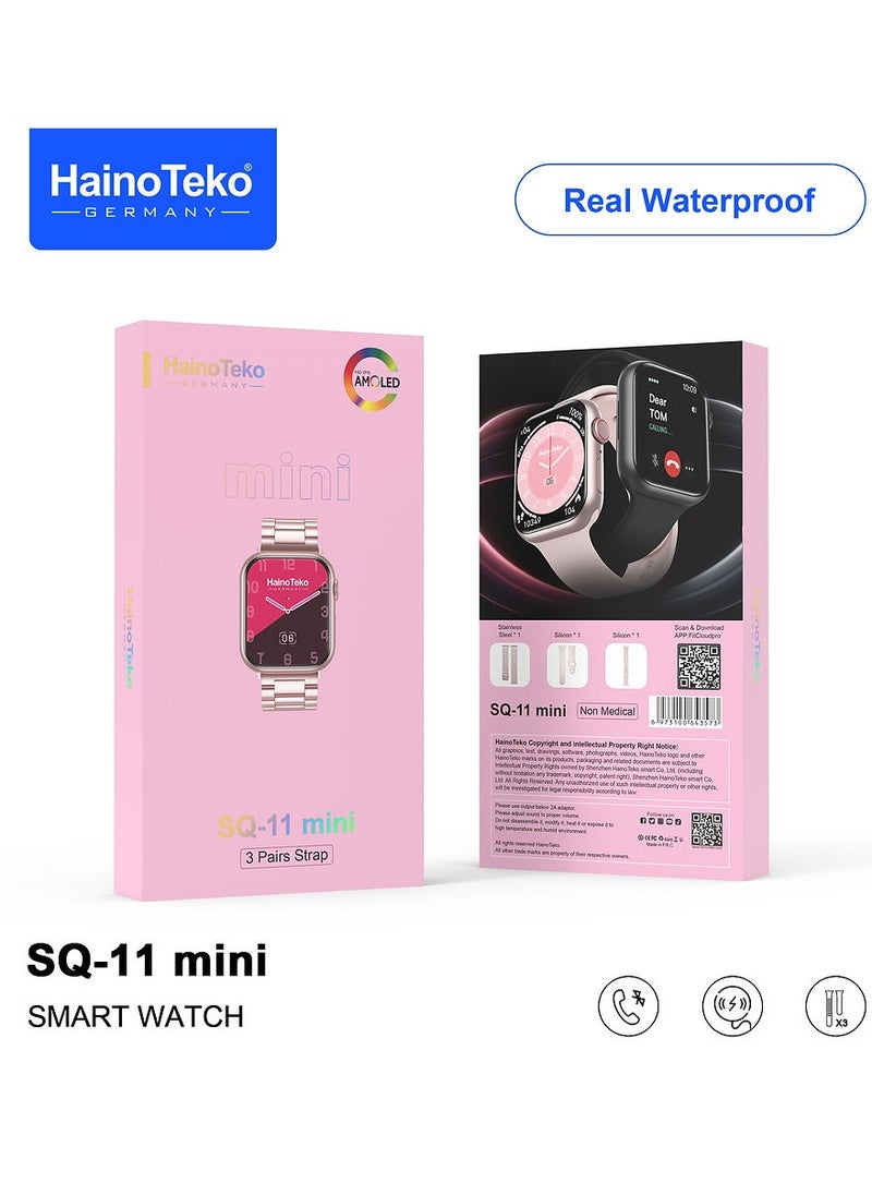 Haino Teko SQ-11 Mini Smart Watch with AMOLED Display WATERPROOF & 3 Pairs of Straps