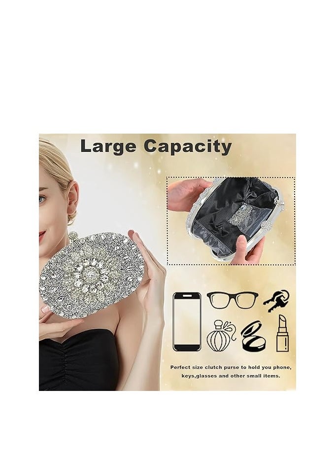 Red Sunflower Clutch Purses For Women Rhinestone Evening Purse Sparkling Handbags Crystal Clutch For Wedding Party