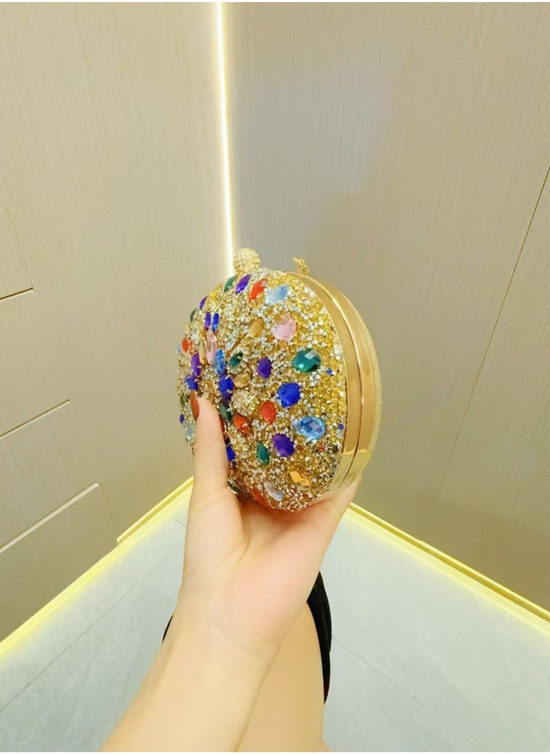 Gold Sunflower Clutch Purses For Women Rhinestone Evening Purse Sparkling Handbags Crystal Clutch For Wedding Party