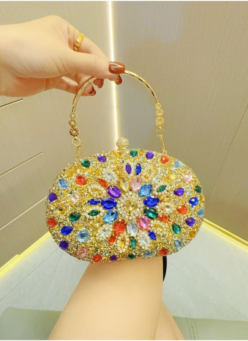 Gold Sunflower Clutch Purses For Women Rhinestone Evening Purse Sparkling Handbags Crystal Clutch For Wedding Party