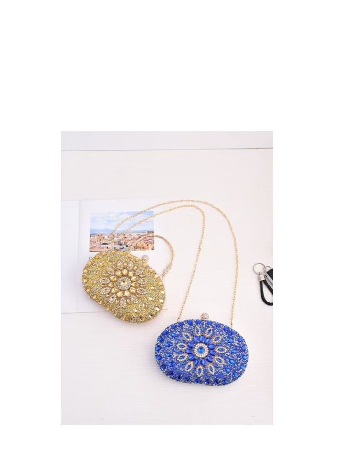 Blue Sunflower Clutch Purses For Women Rhinestone Evening Purse Sparkling Handbags Crystal Clutch For Wedding Party