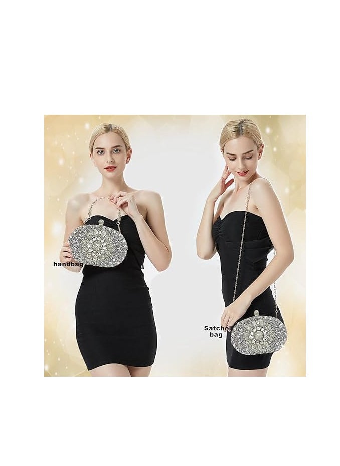 Green Sunflower Clutch Purses For Women Rhinestone Evening Purse Sparkling Handbags Crystal Clutch For Wedding Party