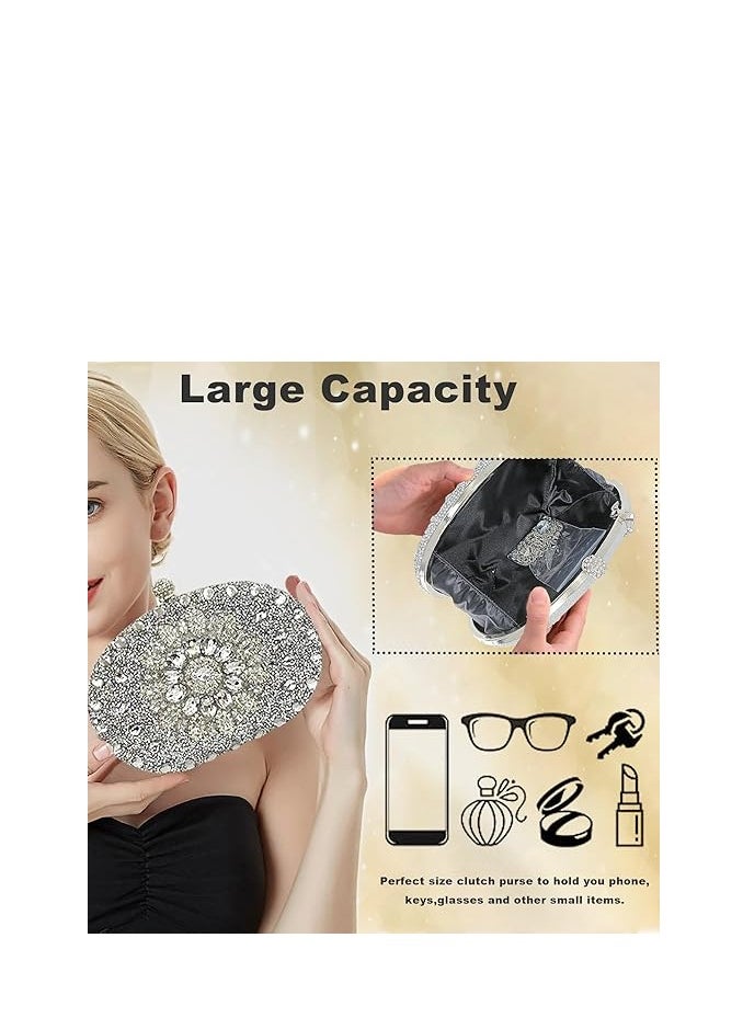 Green Sunflower Clutch Purses For Women Rhinestone Evening Purse Sparkling Handbags Crystal Clutch For Wedding Party