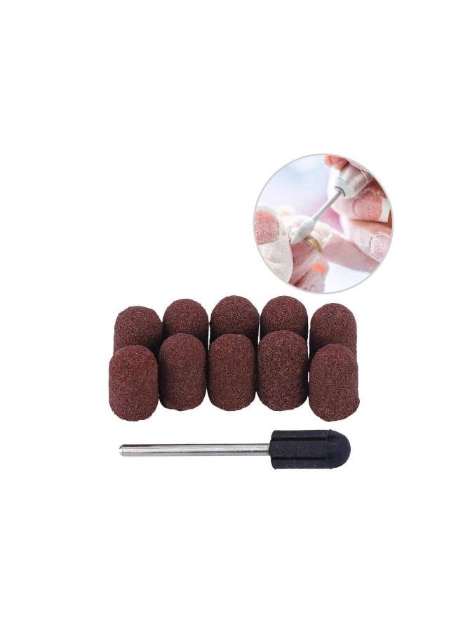 10pcs Sanding Bands for Nail Drill, Nail Polishing Grinding Head Sanding Ring Cap with 1 Sand Shaft for Naill Drill Bits