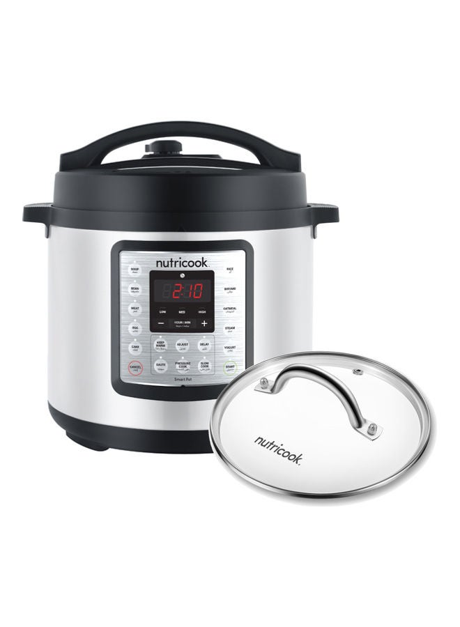 Aluminium Smart Pot Eko Electric Pressure Cooker With Glass Lid 6 L 1000 W SP104 Silver