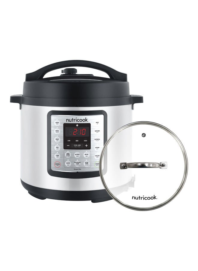 Aluminium Smart Pot Eko Electric Pressure Cooker With Glass Lid 6 L 1000 W SP104 Silver