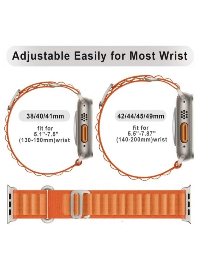 4Pack for Apple Watch Alpine Loop Band 49mm/45mm/44mm Nylon Woven Sport Strap for Apple Watch Series 8/Ultra/7/SE/6/5/4/3/2/8 White/Green/Orange/Black