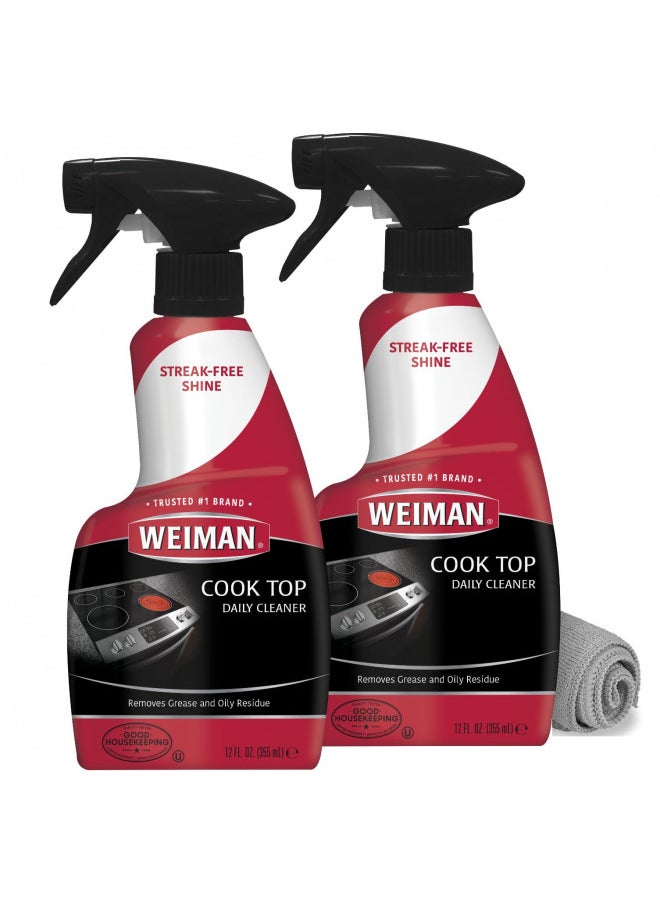 Weiman Cooktop Daily Cleaner & Polish For Ceramic, Glass, Induction Stovetops - 2 Pack