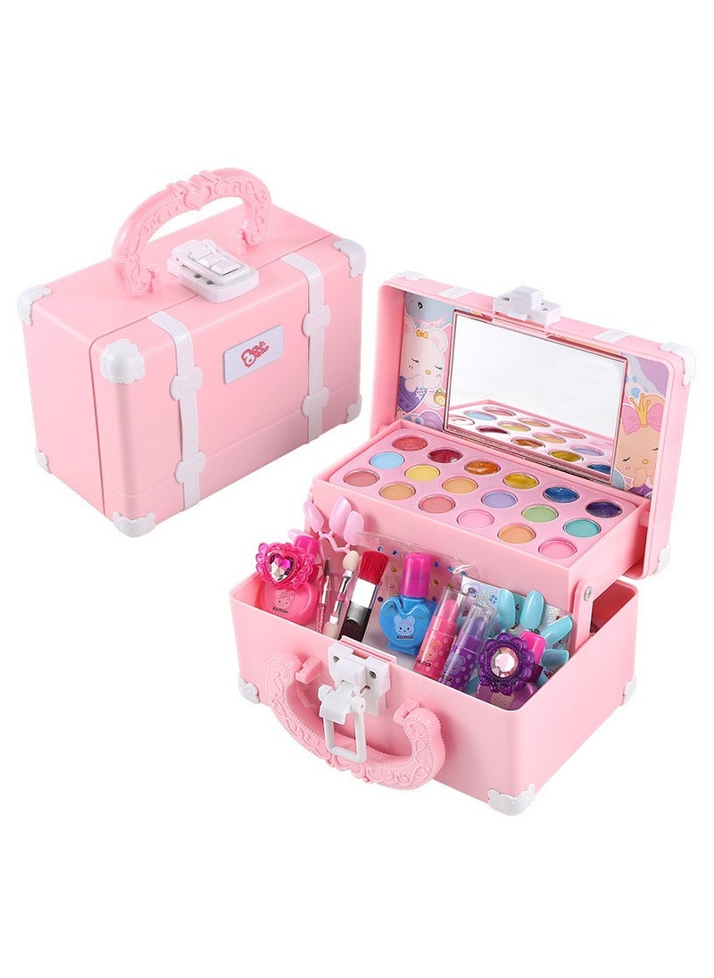 Kids Makeup Toy Kit for Girl, Washable Makeup Toys Set, Suitcase for Dress Up, Beauty Vanity Set with Cosmetic Case Birthday Toys for Girls 3 4 5 6 7 8 9 10 11 12 Year Old Kids