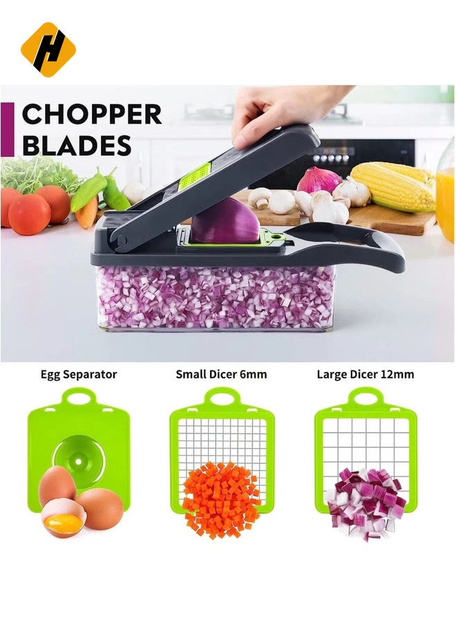 Vegetable Chopper, Pro Onion Chopper, Multifunctional 13 in 1 Food Chopper, Kitchen Vegetable Slicer Dicer Cutter,Veggie Chopper With 8 Blades,Carrot and Garlic Chopper With Container