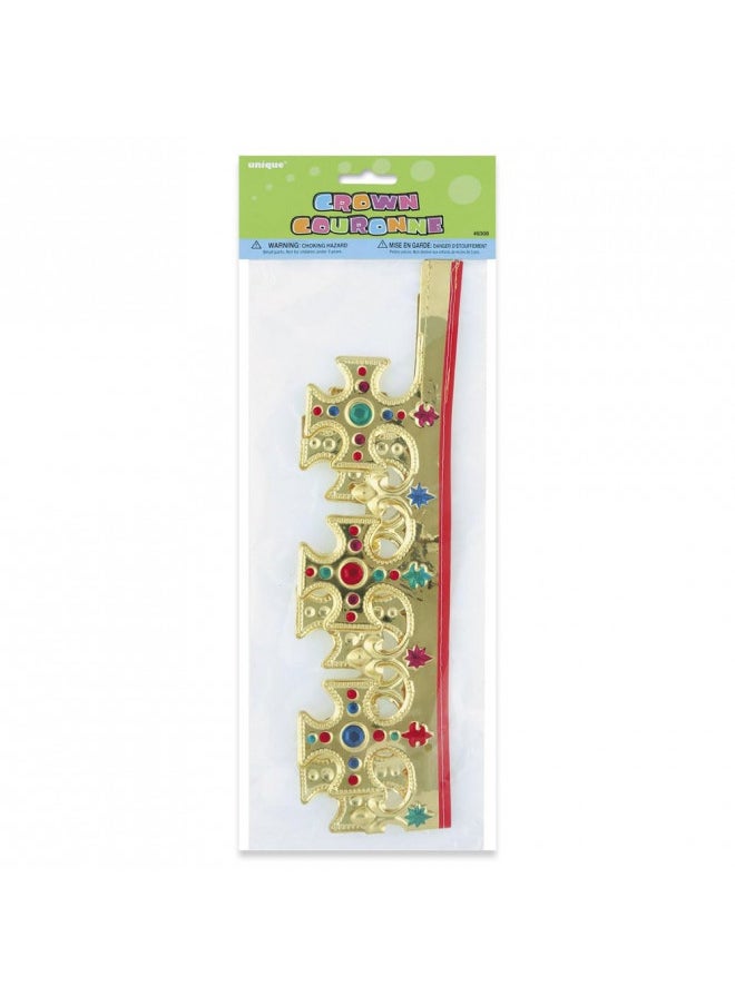 Gold Plastic King Crown - One Size, 1 Pc