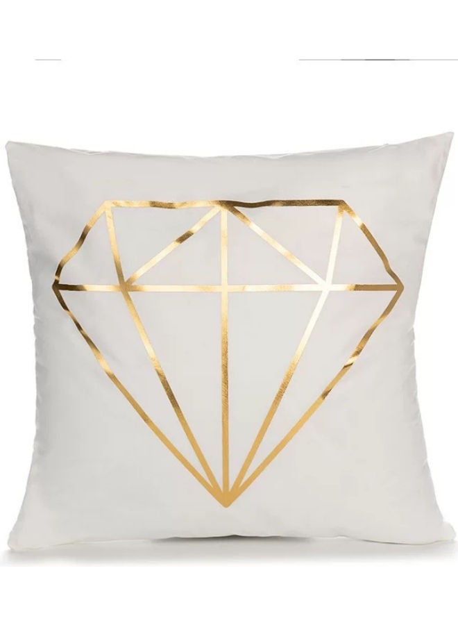 Decorative Cushion Cover White/Gold 45x45cm