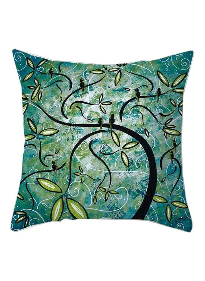 Tree Printed Cushion Cover Green/Black 45x45cm