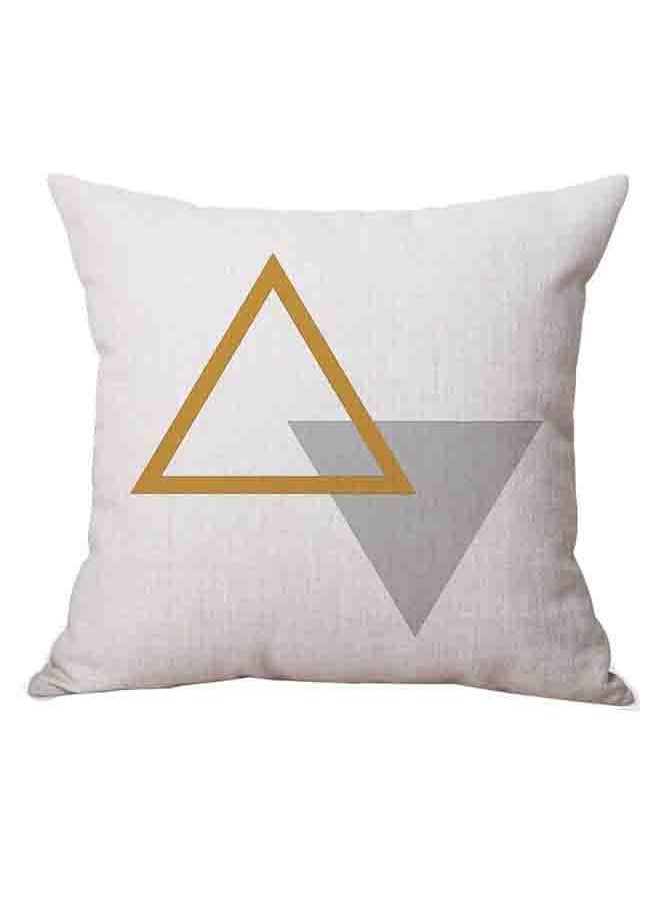 Geometric Pattern Printed Cushion Cover White 45x45cm