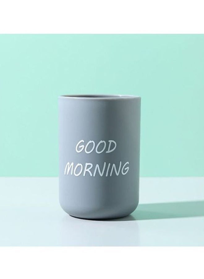 Good Morning Printed Toothbrush Holder Blue/White 10x7cm