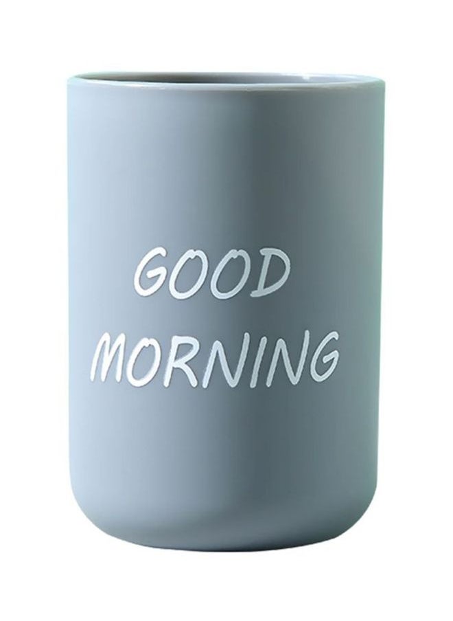 Good Morning Printed Toothbrush Holder Blue/White 10x7cm