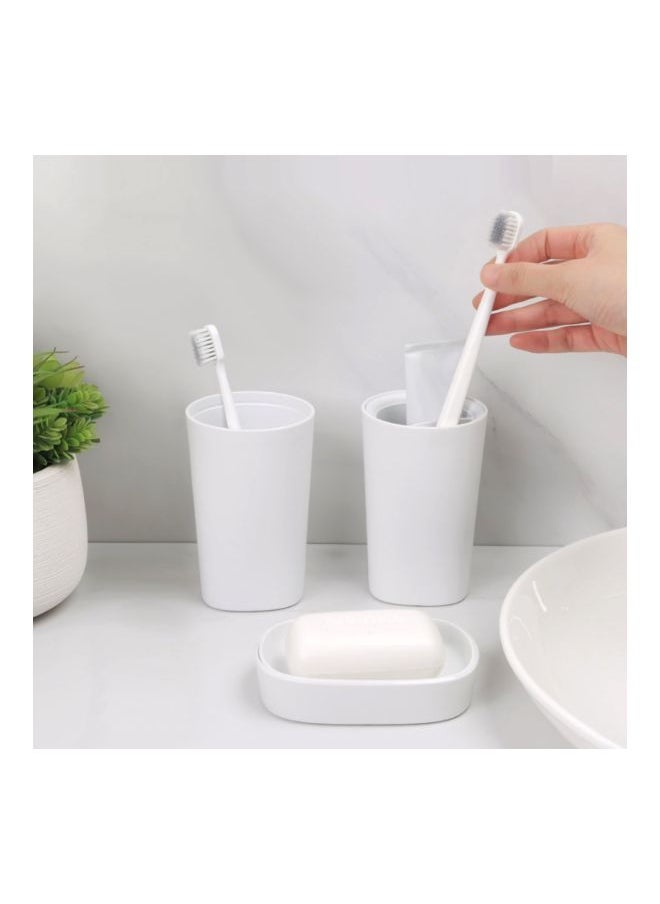 5-Piece Wash Cup Toothbrush And Tooth Paste Organizer Soap Box Set White