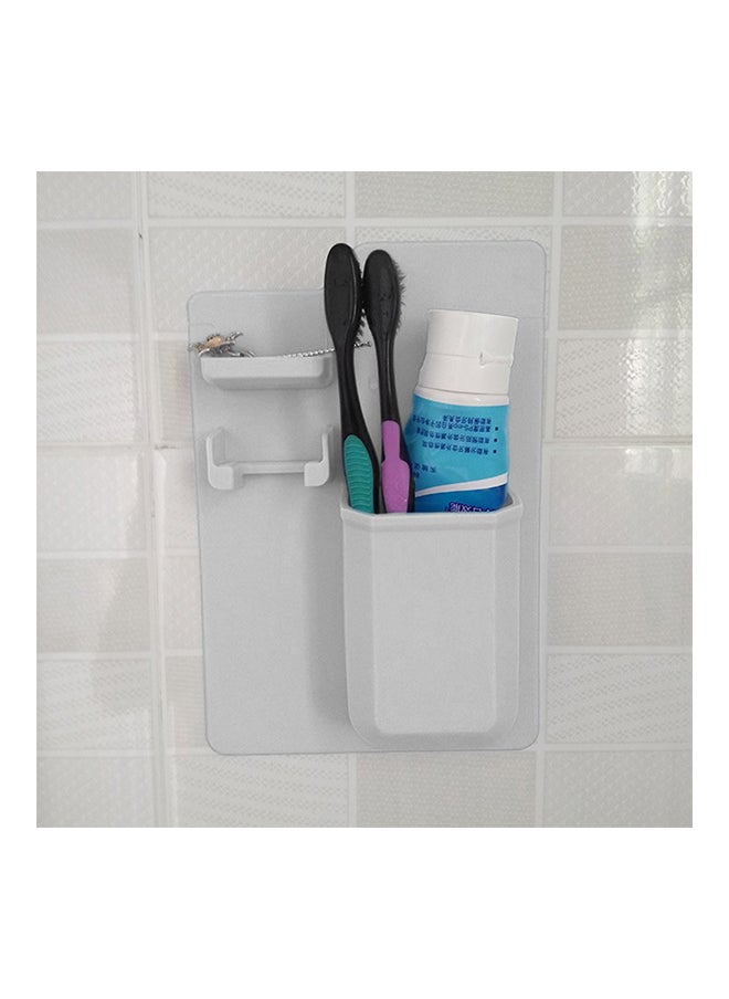 Silicone Wall Toothbrush Holder White 21.5x14.5cm