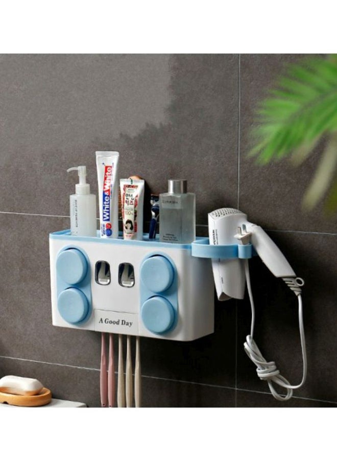 Multi-functional Toothbrush Holder Blue/White 32x11x18cm