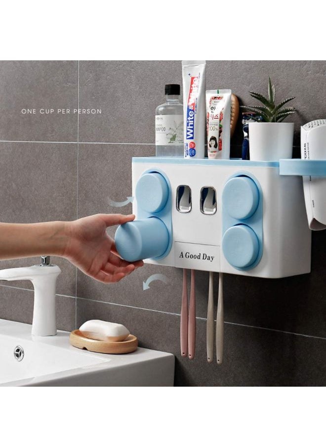 Multi-functional Toothbrush Holder Blue/White 32x11x18cm