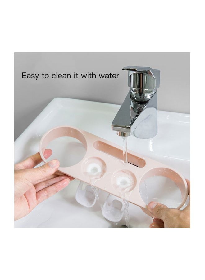 Wall Mounted Toothbrush Holder Storage Rack White/Pink 25.4x8.2x15.6centimeter