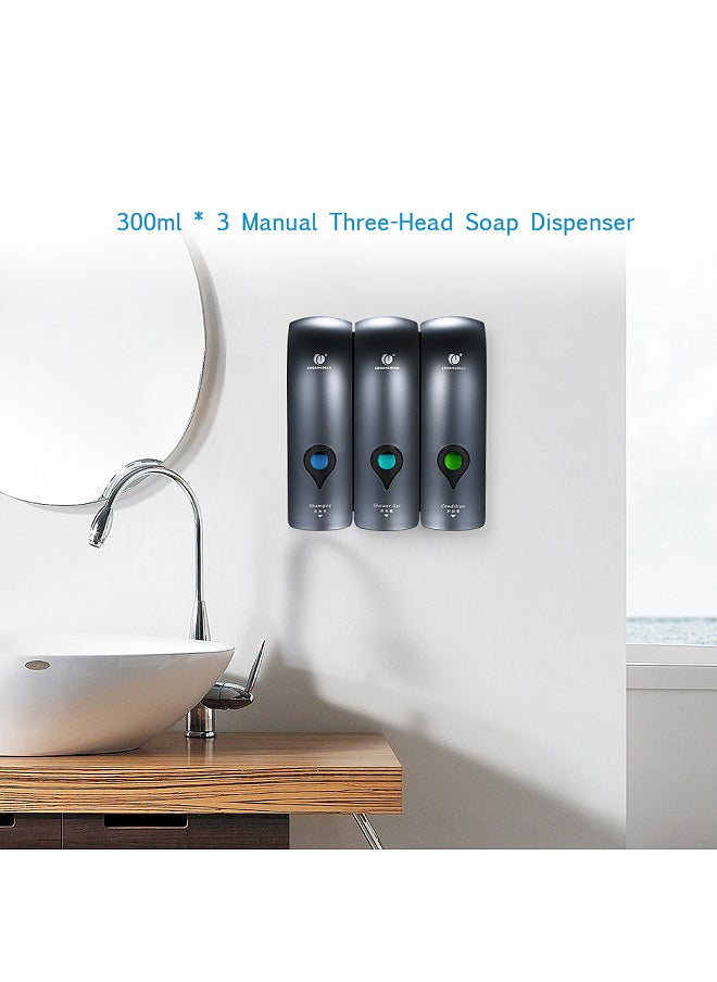 Manual Soap Dispenser, Wall Mounted Liquid Shampoo Box, Shower Gel Hand Soap Dispensers, for Kitchen Bathroom Home Hotel