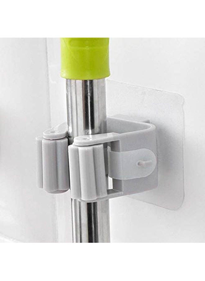 3 Piece Non Punch Adhesive Wall Mounted Mop Holder White 6cm